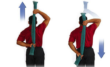 shoulder stretches - internal rotation with towel